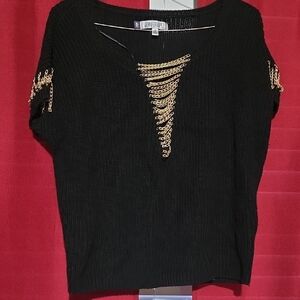 Jennifer Lopez Black Top with Gold Accents
